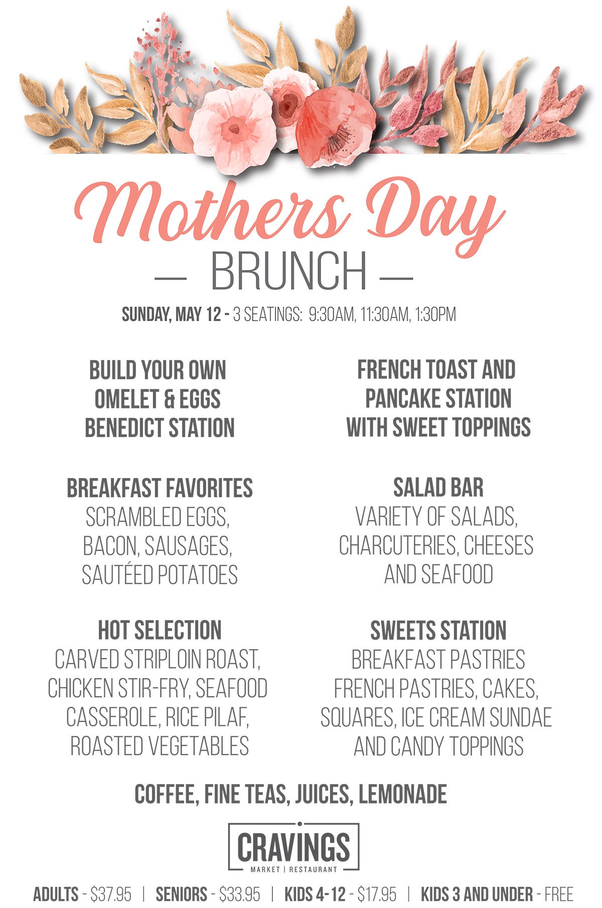 Cravings mothers day brunch menu